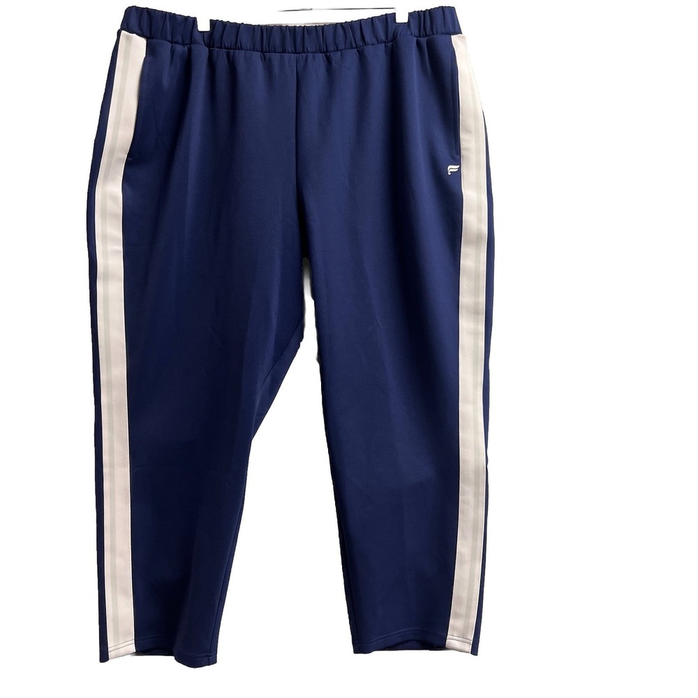 Fabletics Womens Athletic Pants Size 2X  Blue White Stripe‎ Elastic Waist